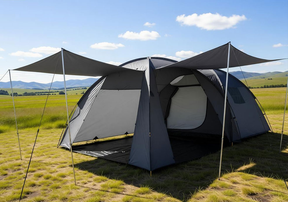 Tenda kemah dua lapis tahan air untuk keluarga 5-6 orang